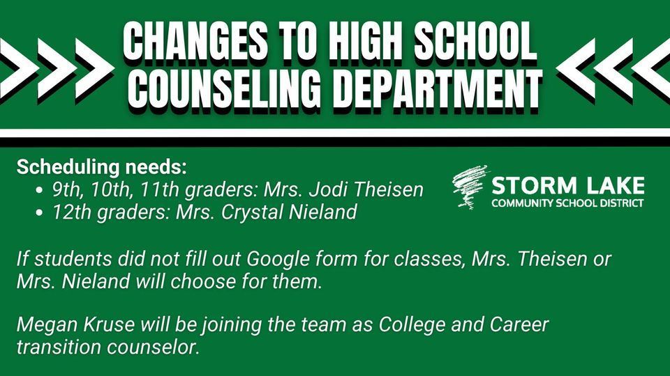 Changes to HS Counseling Department